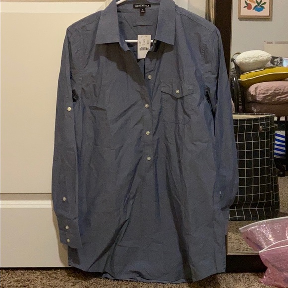 J. Crew Long Sleeve Chambray Popover Tunic NWT - Picture 3 of 6